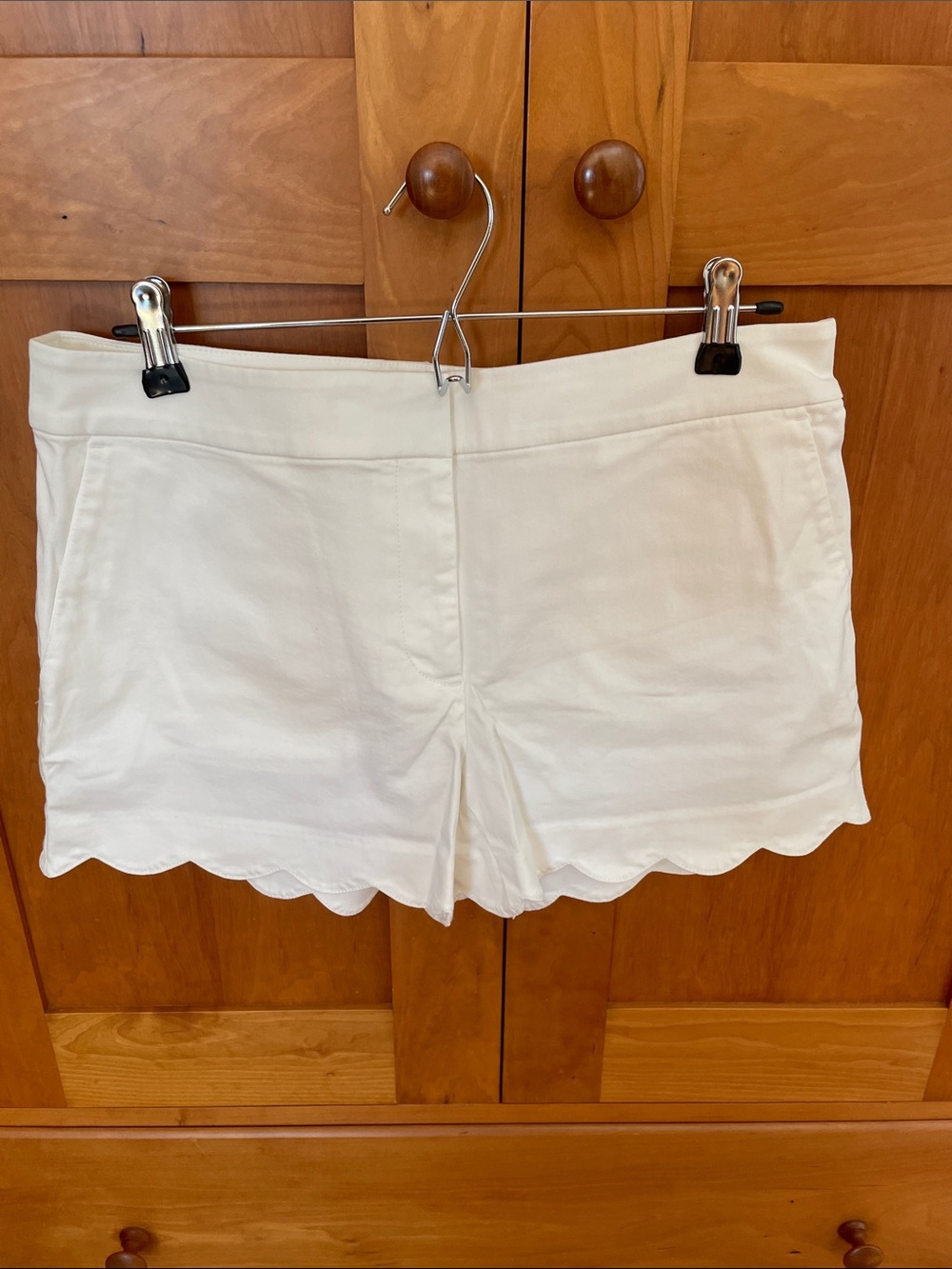 LOFT White High Waist Scalloped Hem Shorts